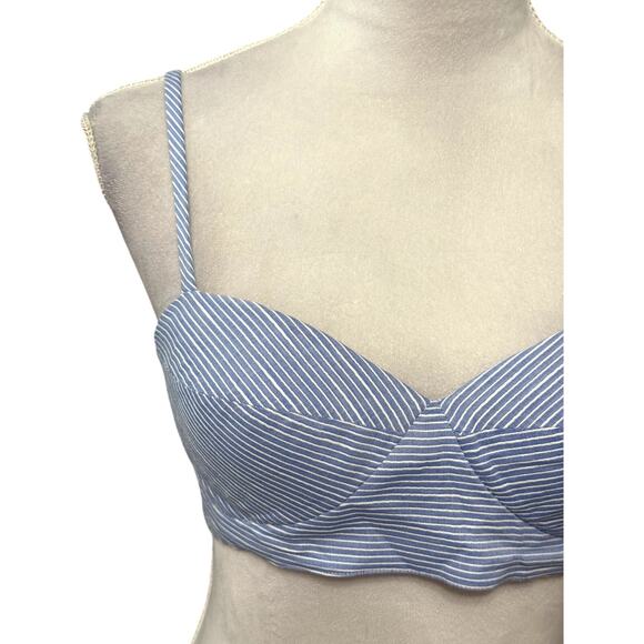 Favorite Daughter Ex-Boyfriend Bra Adjustable Straps Padded Blue/White W M NWOT - Picture 3 of 9